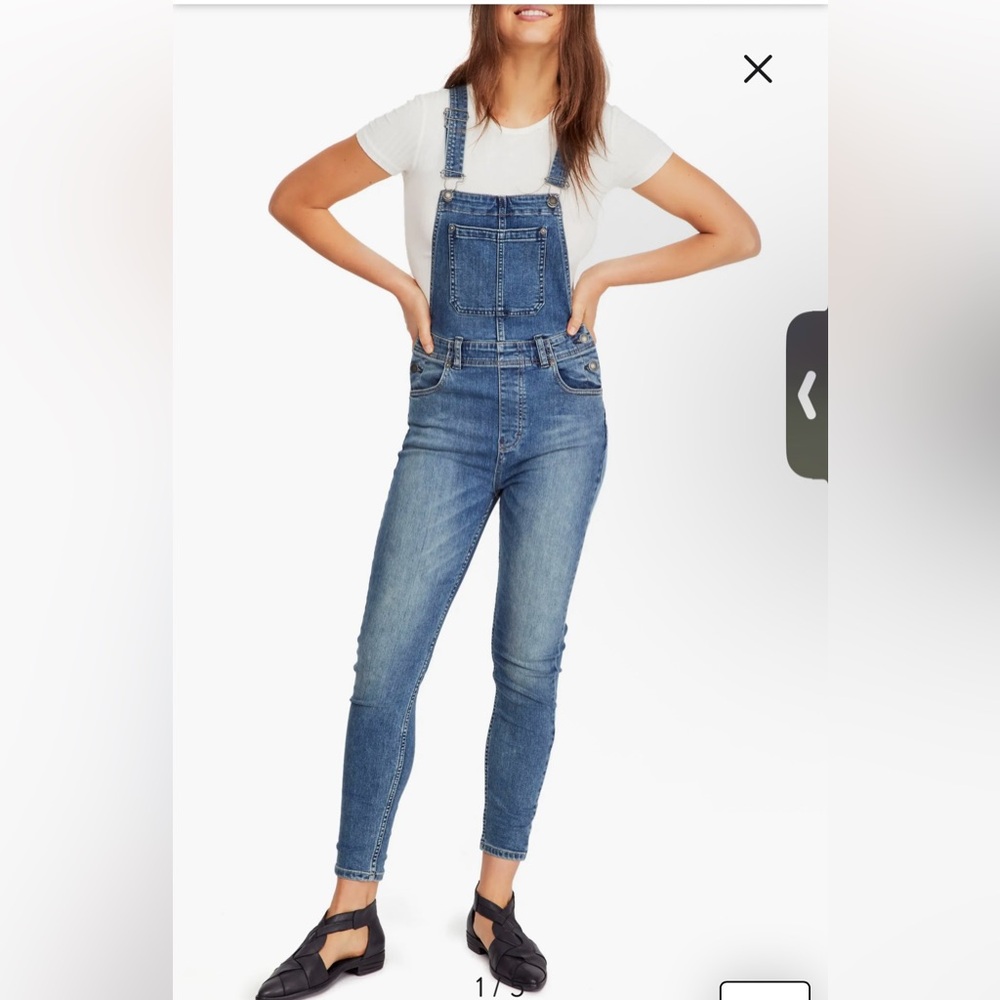 Free People We the Free Slim Ankle Overalls - Picture 1 of 9